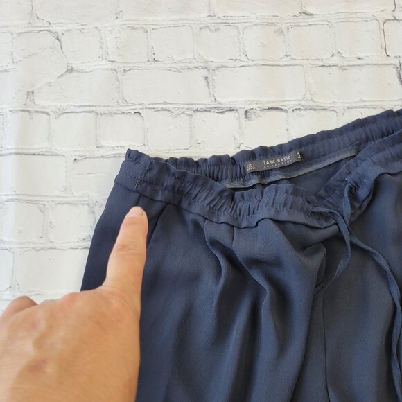 Zara Basic collection women’s navy blue pull on relaxed fit pants size L - Picture 10 of 12